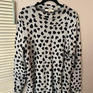 LOFT Black and gray Xl heart ❤️ Patterned Sweater- boyfriend fit.